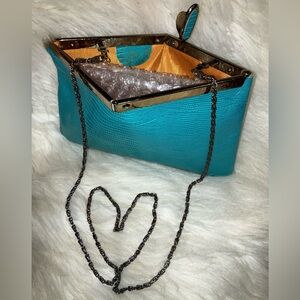 Vintage Etra Teal Leather Clutch